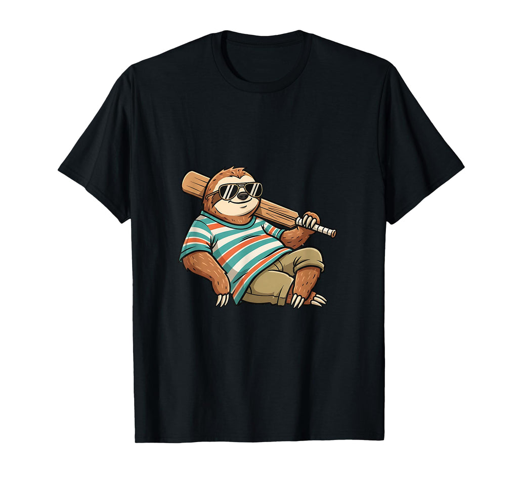 Lazy Sloth Baseball Player Summer T-Shirt - Streetwear Style for Adults - T-Shirt, Sweatshirt, Hoodie
