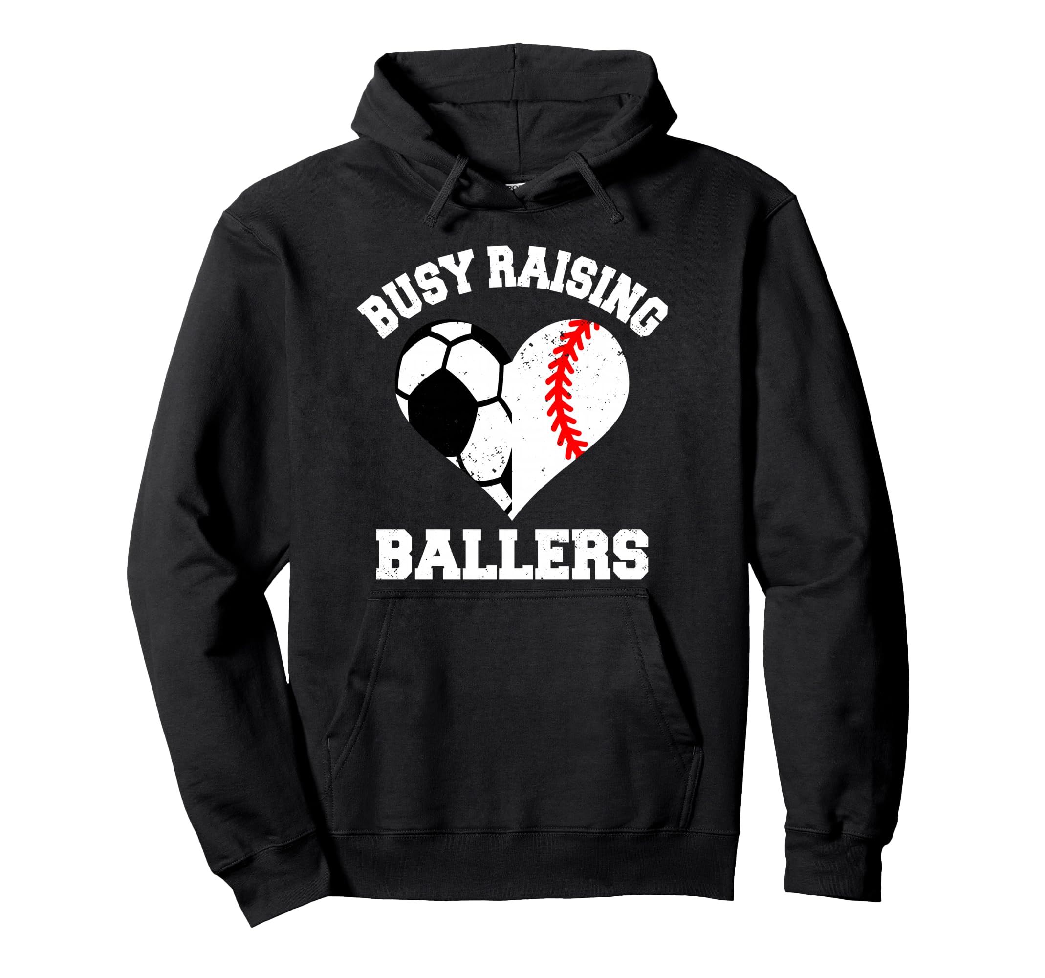 Busy Raising Ballers Soccer Baseball Hoodie - Graphic Print for Adults - T-Shirt, Sweatshirt, Hoodie