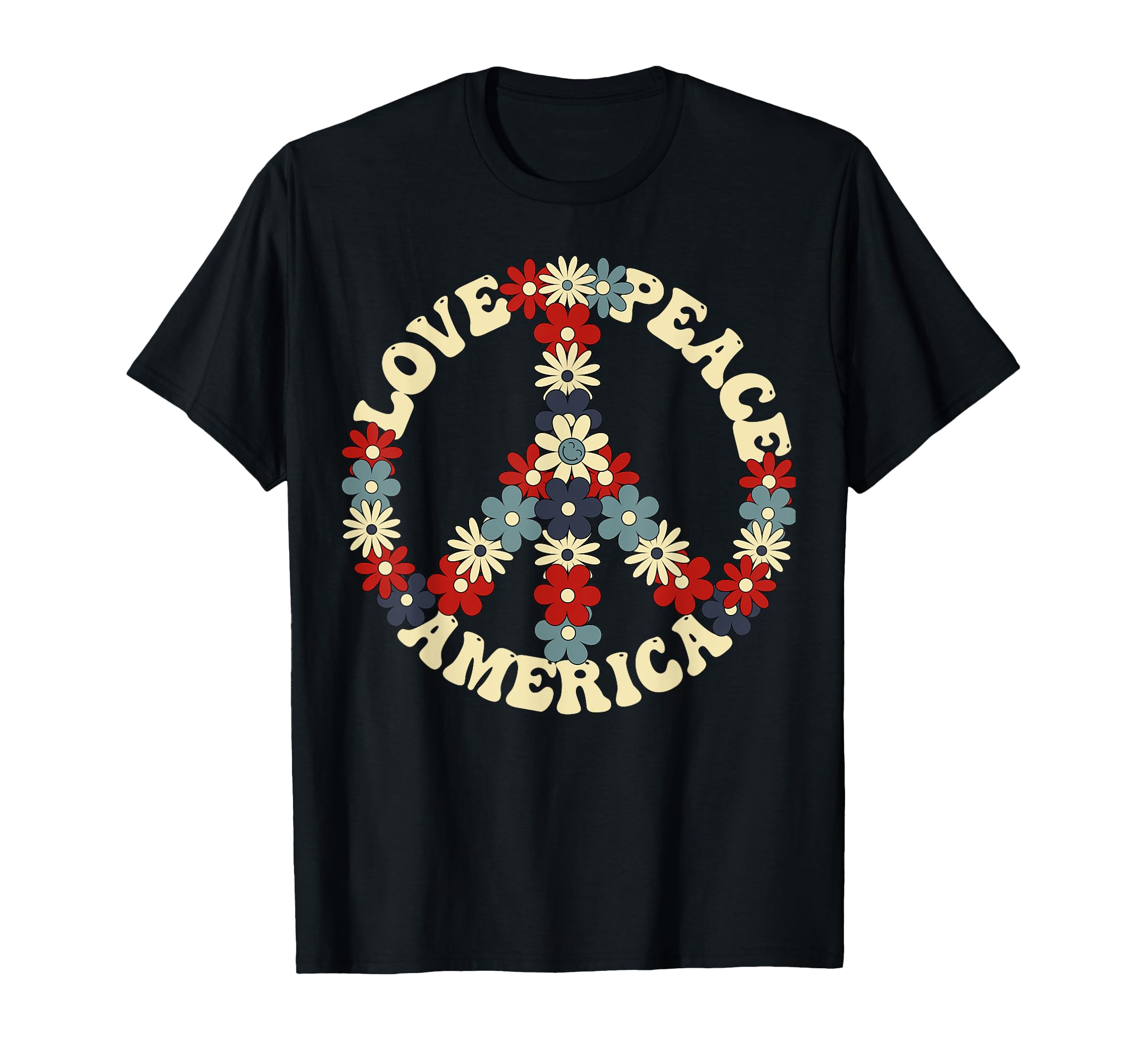 Peace Sign Love Peace America 70S Hippie T-Shirt - Novelty Apparel Unisex - T-Shirt, Sweatshirt, Hoodie