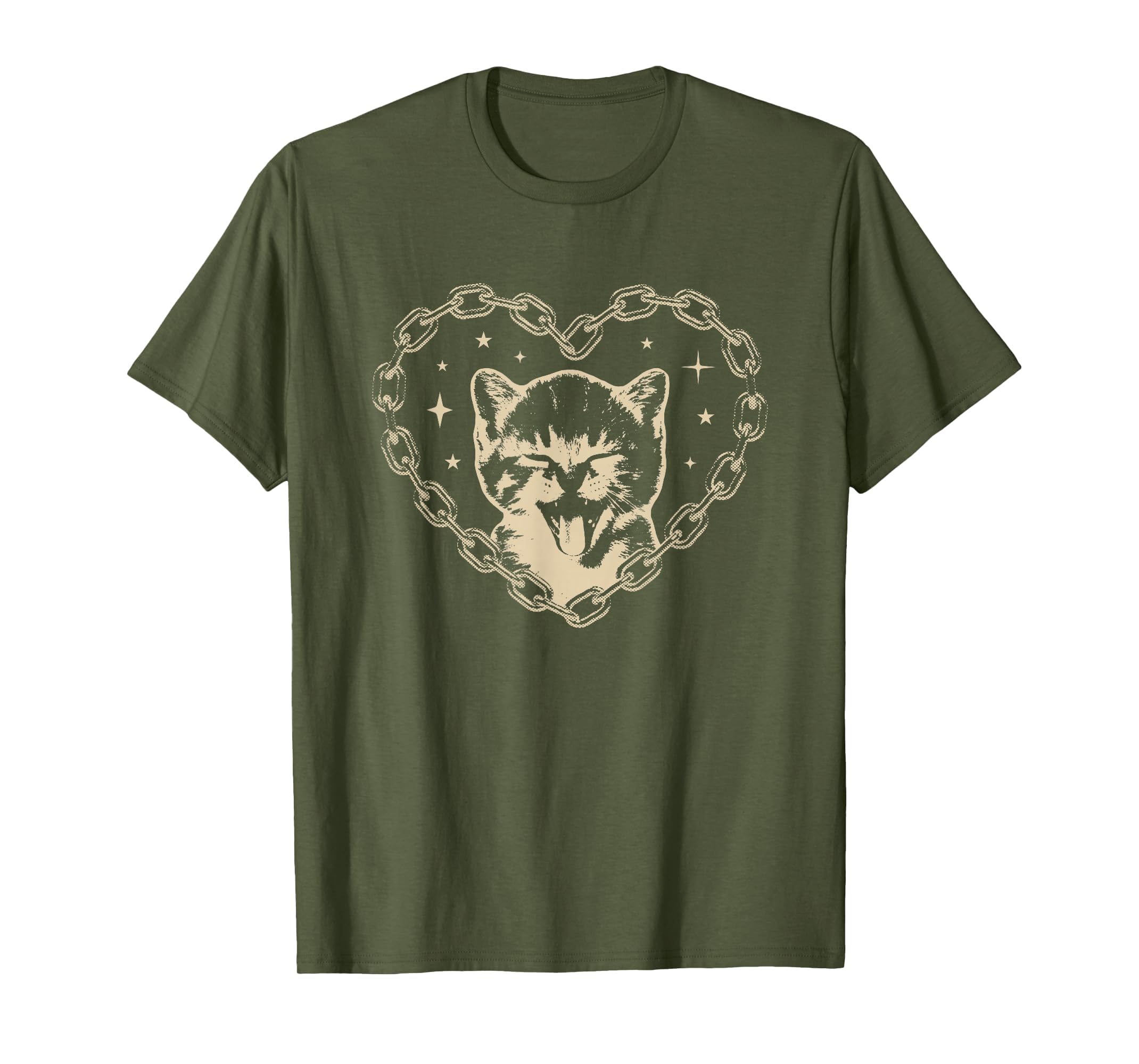 Y2K Cat Heart Emo Goth 90S 2000S T-Shirt - Novelty Apparel for Adults - T-Shirt, Sweatshirt, Hoodie