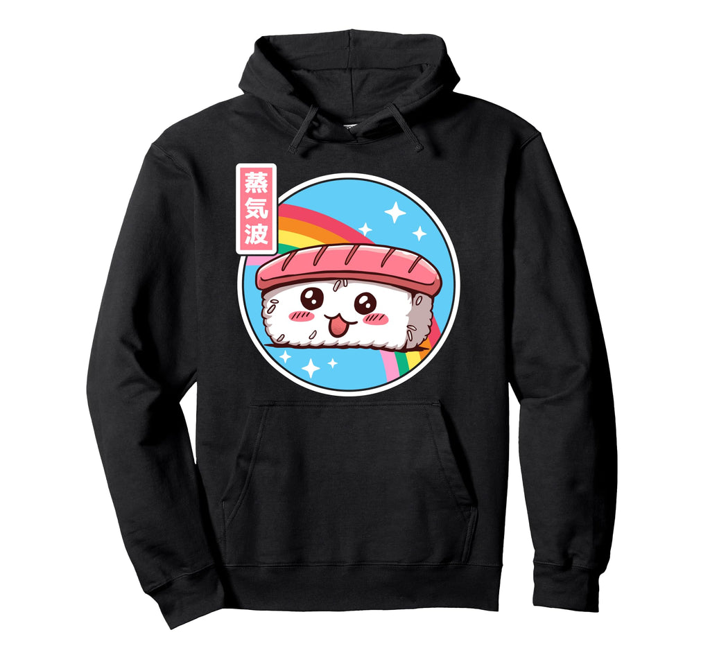 Happy Sushi Rainbow Japan Otaku Vaporwave Hoodie - Graphic Print Men Women - T-Shirt, Sweatshirt, Hoodie
