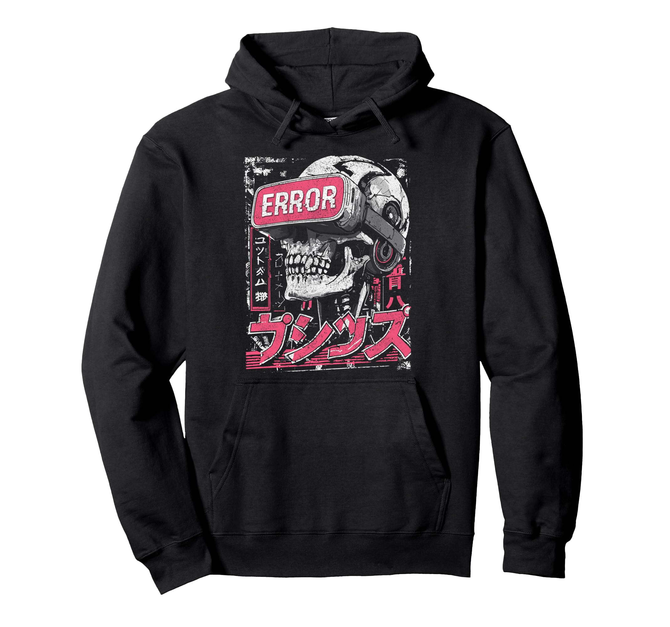 Japanese Streetwear Skull Error Hoodie - Novelty Apparel for Adults - T-Shirt, Sweatshirt, Hoodie
