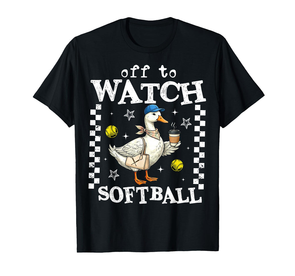 Off To Watch Softball Goose Funny T-Shirt - Novelty Apparel for Adults - T-Shirt, Sweatshirt, Hoodie