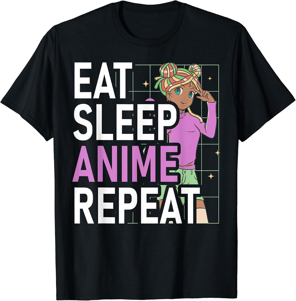 Anime Merch Afro African American Teen Youth Women - Adult & Kids T-Shirts, Sweatshirts & Hoodies apparel design preview 1