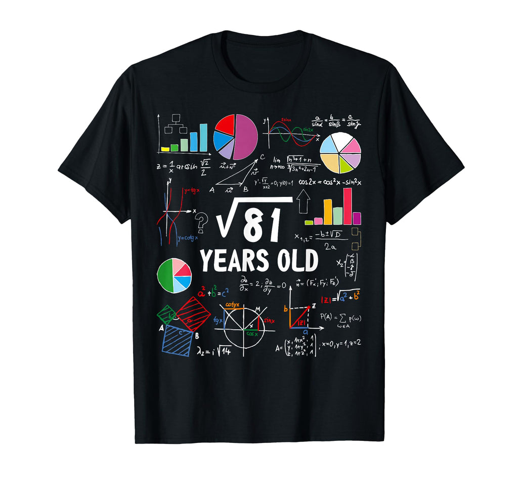 Square Root 81 9Th Birthday Funny 9 T-Shirt - Unique Graphic Men Women - T-Shirt, Sweatshirt, Hoodie