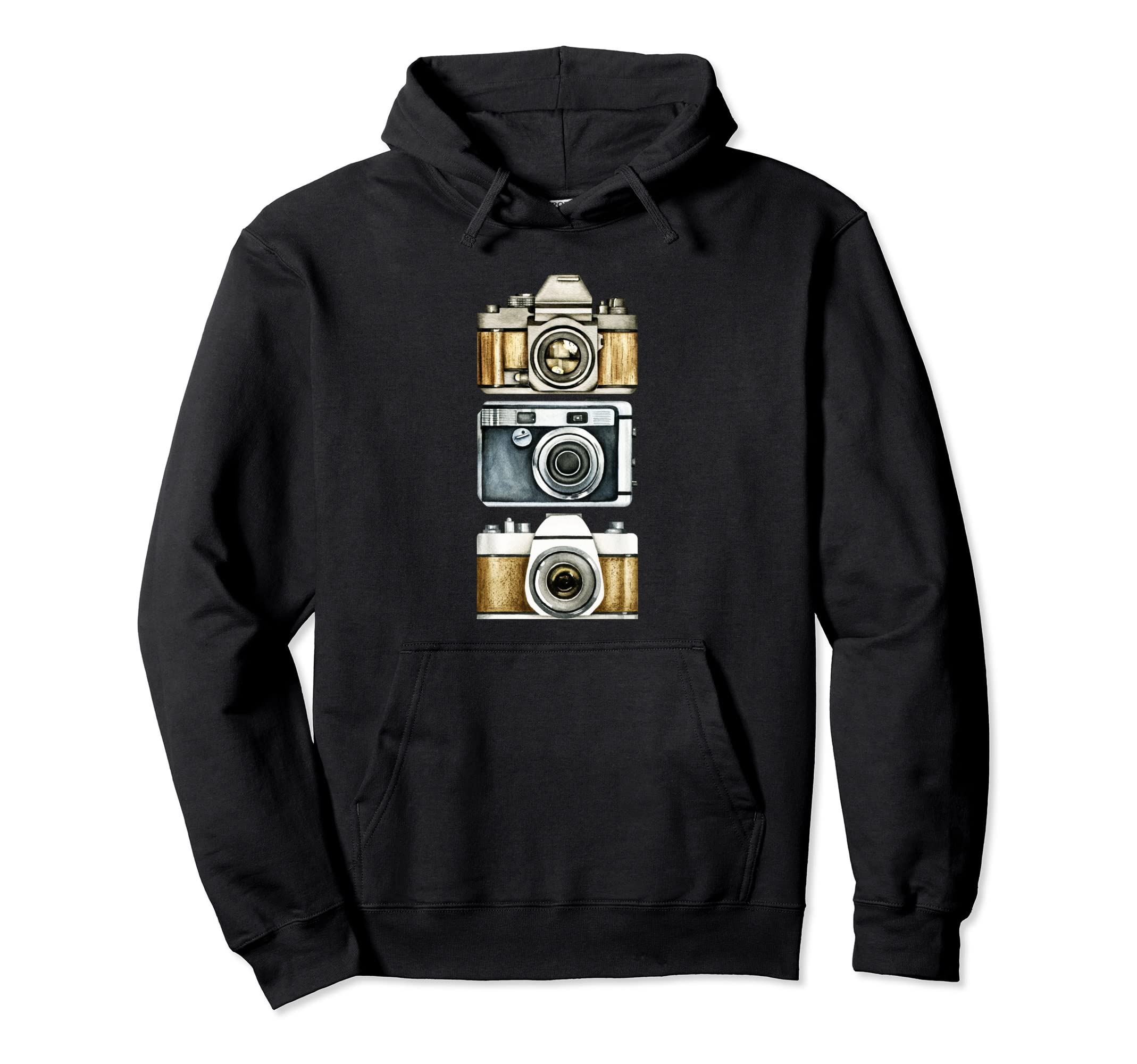 Watercolor Photo Camera Photography Hoodie - Novelty Apparel for Adults - T-Shirt, Sweatshirt, Hoodie