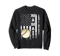 Baseball Mama America Flag Sweatshirt - Aesthetic Graphic for Adults - T-Shirt, Sweatshirt, Hoodie