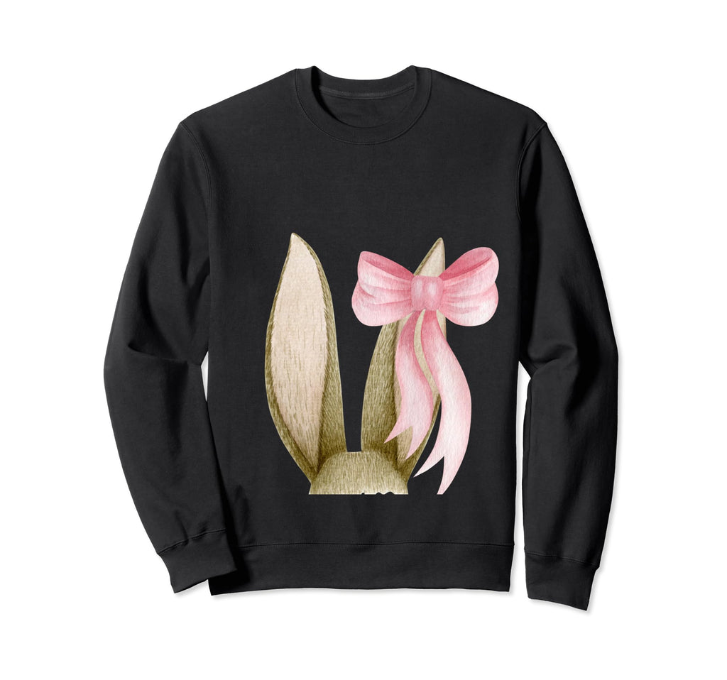 Bunny Ears Bow Fairycore Dark Sweatshirt - Casual Everyday Wear Unisex - T-Shirt, Sweatshirt, Hoodie