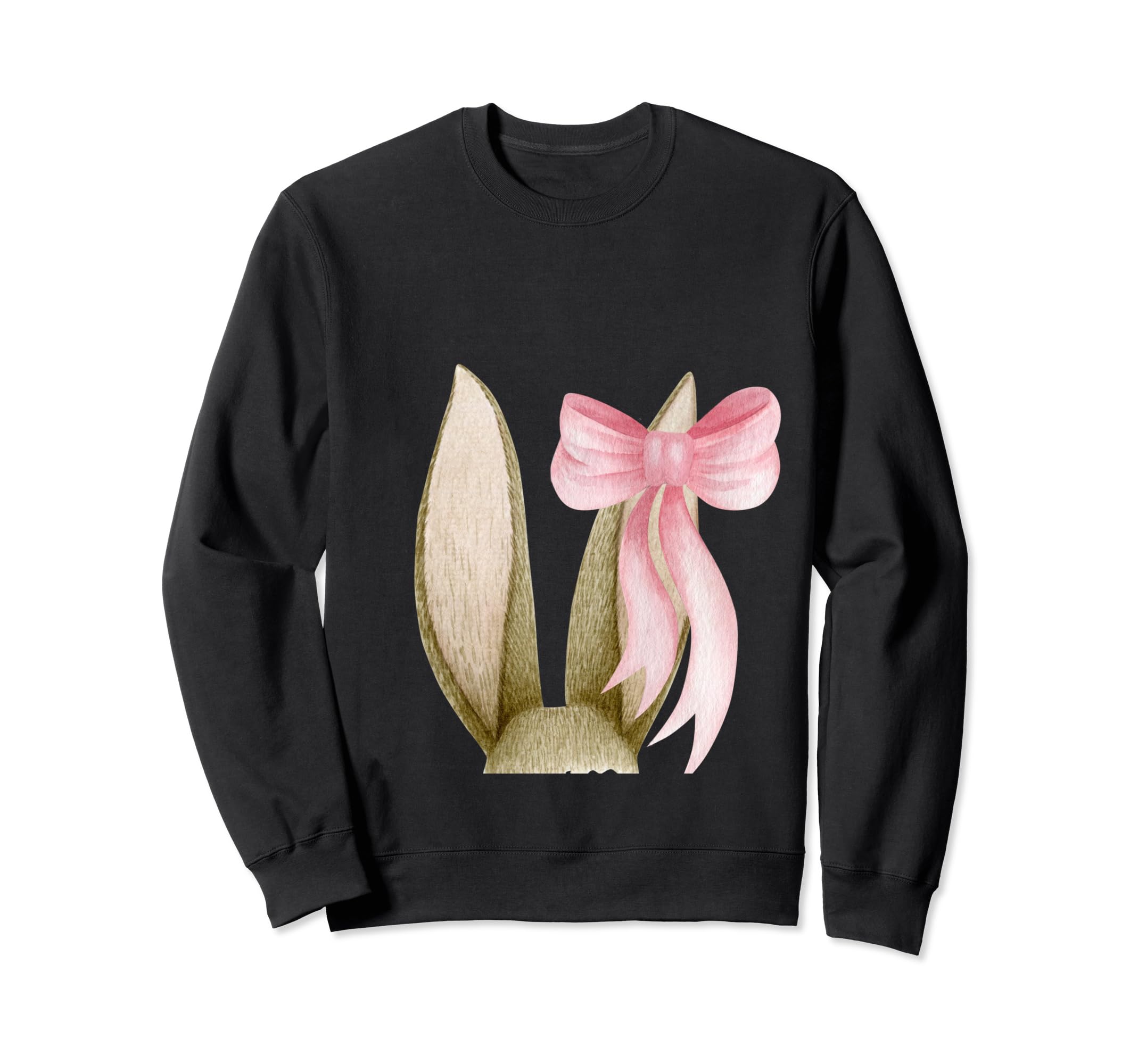 Bunny Ears Bow Fairycore Dark Sweatshirt - Casual Everyday Wear Unisex - T-Shirt, Sweatshirt, Hoodie