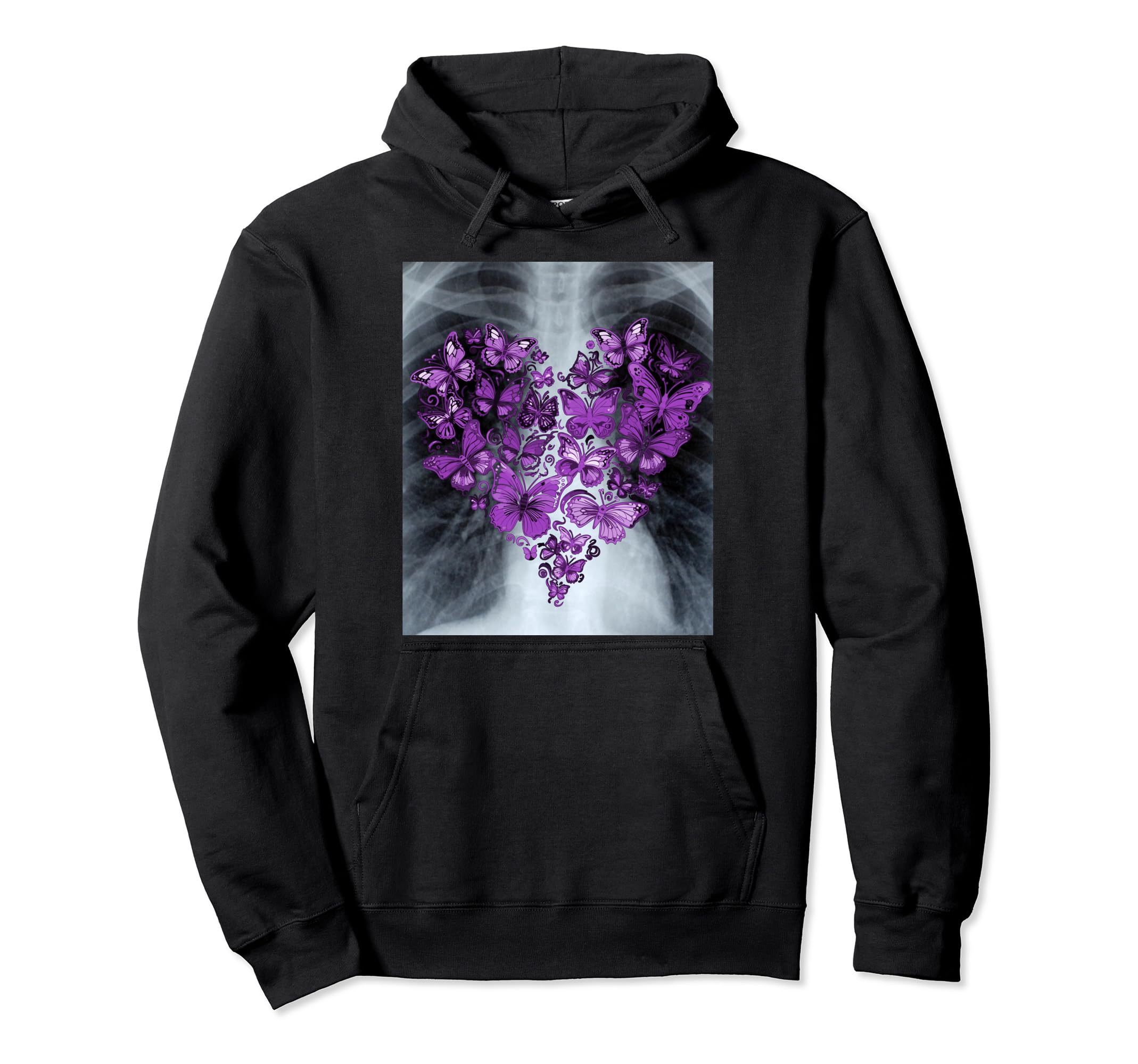 Butterfly Xray Emo Goth Hoodie - Fun Novelty Design Men Women - T-Shirt, Sweatshirt, Hoodie