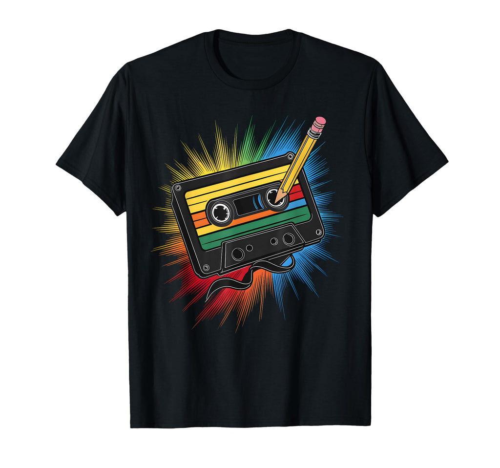 Nostalgic Cassette Tape Pencil T-Shirt - Casual Everyday Wear for Adults - T-Shirt, Sweatshirt, Hoodie
