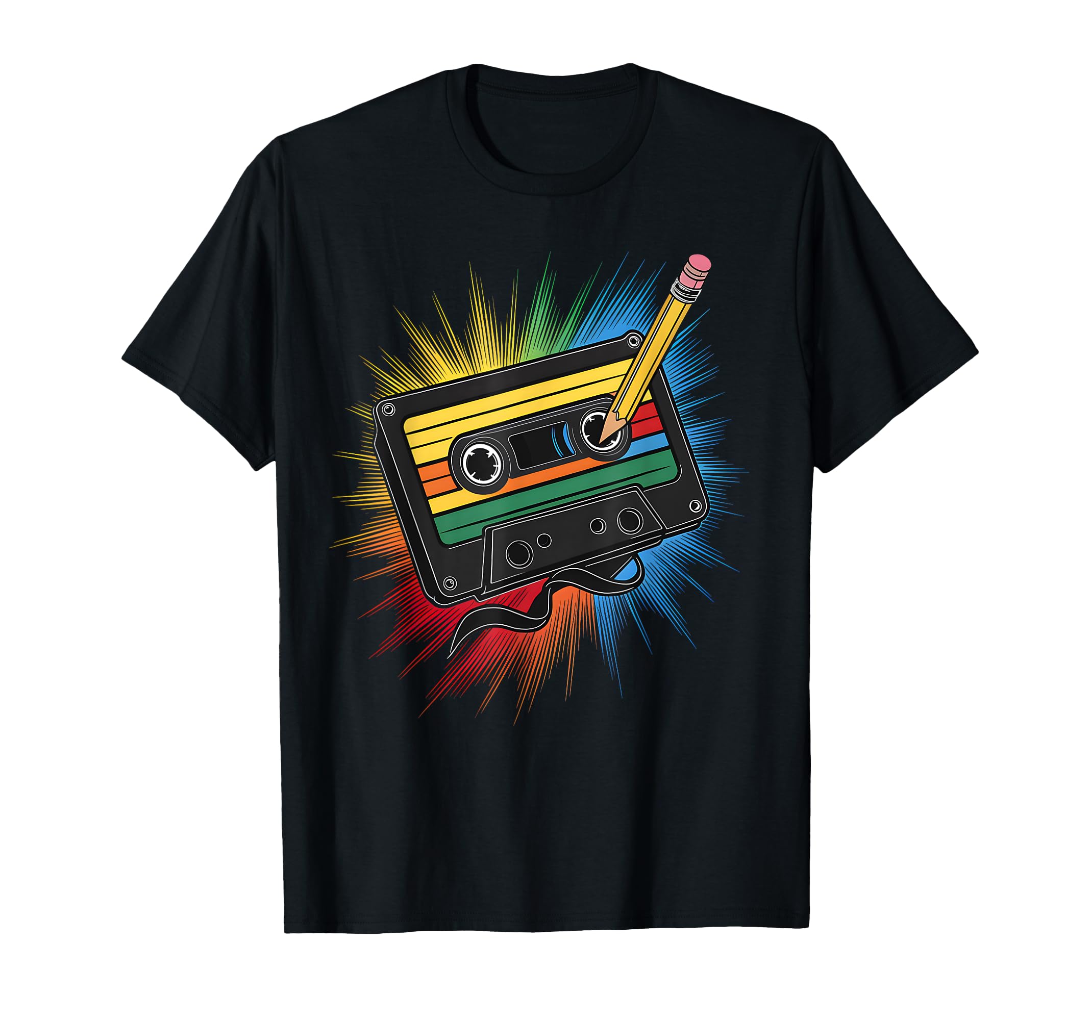 Nostalgic Cassette Tape Pencil T-Shirt - Casual Everyday Wear for Adults - T-Shirt, Sweatshirt, Hoodie