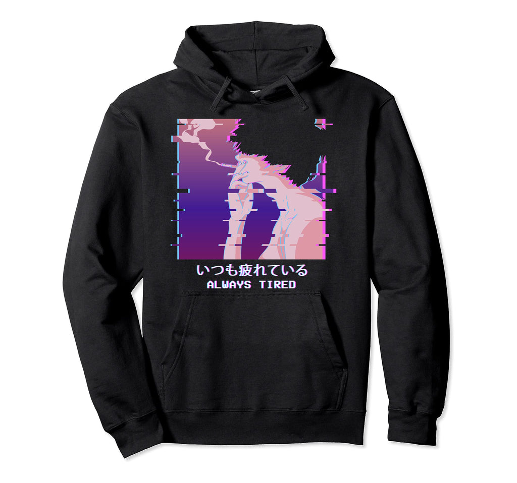 Always Tired Vaporwave Aesthetic Anime Hoodie - Graphic Print for Adults - T-Shirt, Sweatshirt, Hoodie