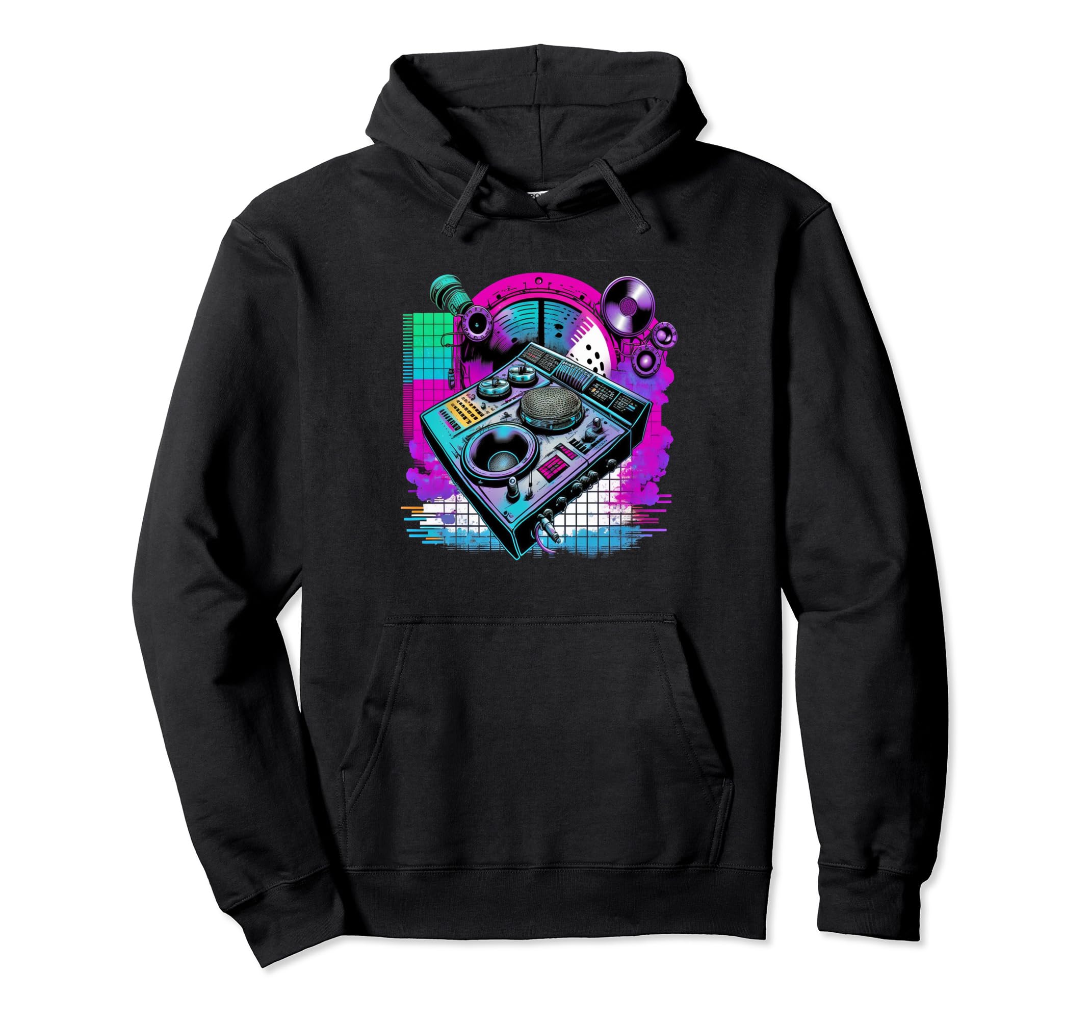 Vaporwave Aesthetic Techno Synthwave Dj Hoodie - Unique Graphic Unisex - T-Shirt, Sweatshirt, Hoodie