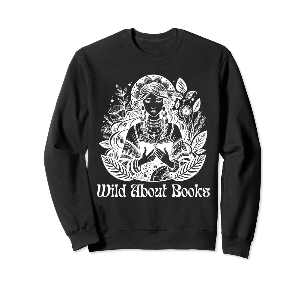 Wild About Books Boho Reading Lover Sweatshirt - Novelty Apparel for Adults - T-Shirt, Sweatshirt, Hoodie