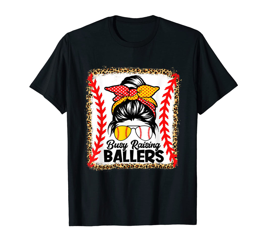 Messy Bun Mom Busy Raising Ballers T-Shirt - Minimalist Print for Adults - T-Shirt, Sweatshirt, Hoodie