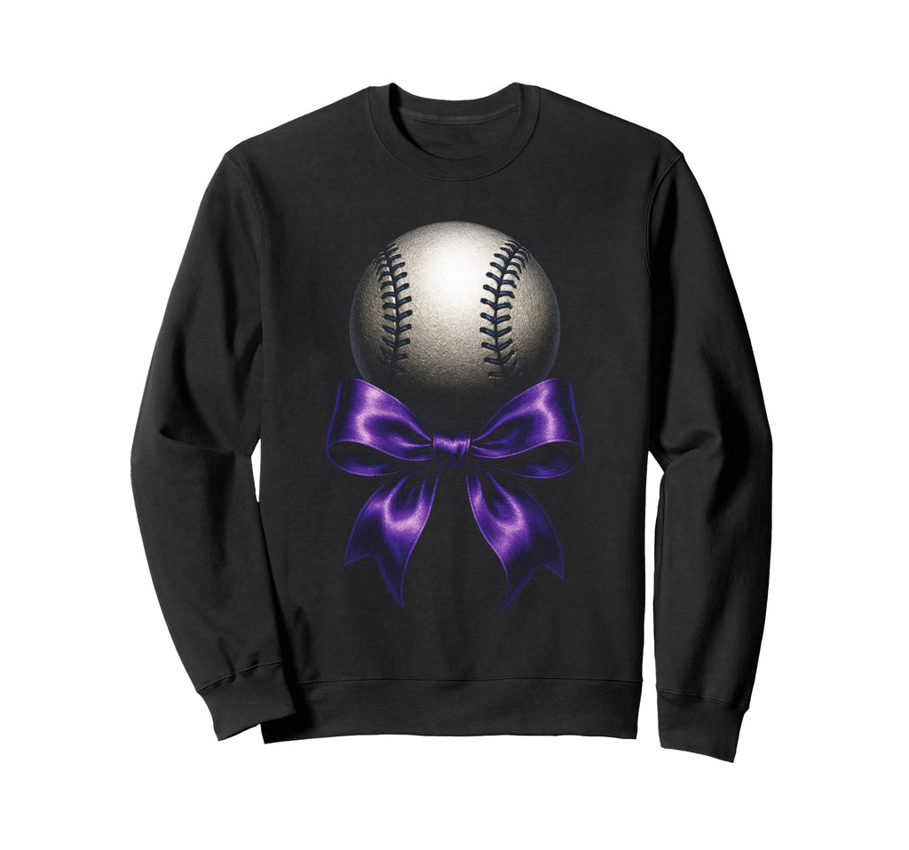Baseball Mama Purple Bow Sport Sweatshirt - Fun Novelty Design Unisex - T-Shirt, Sweatshirt, Hoodie