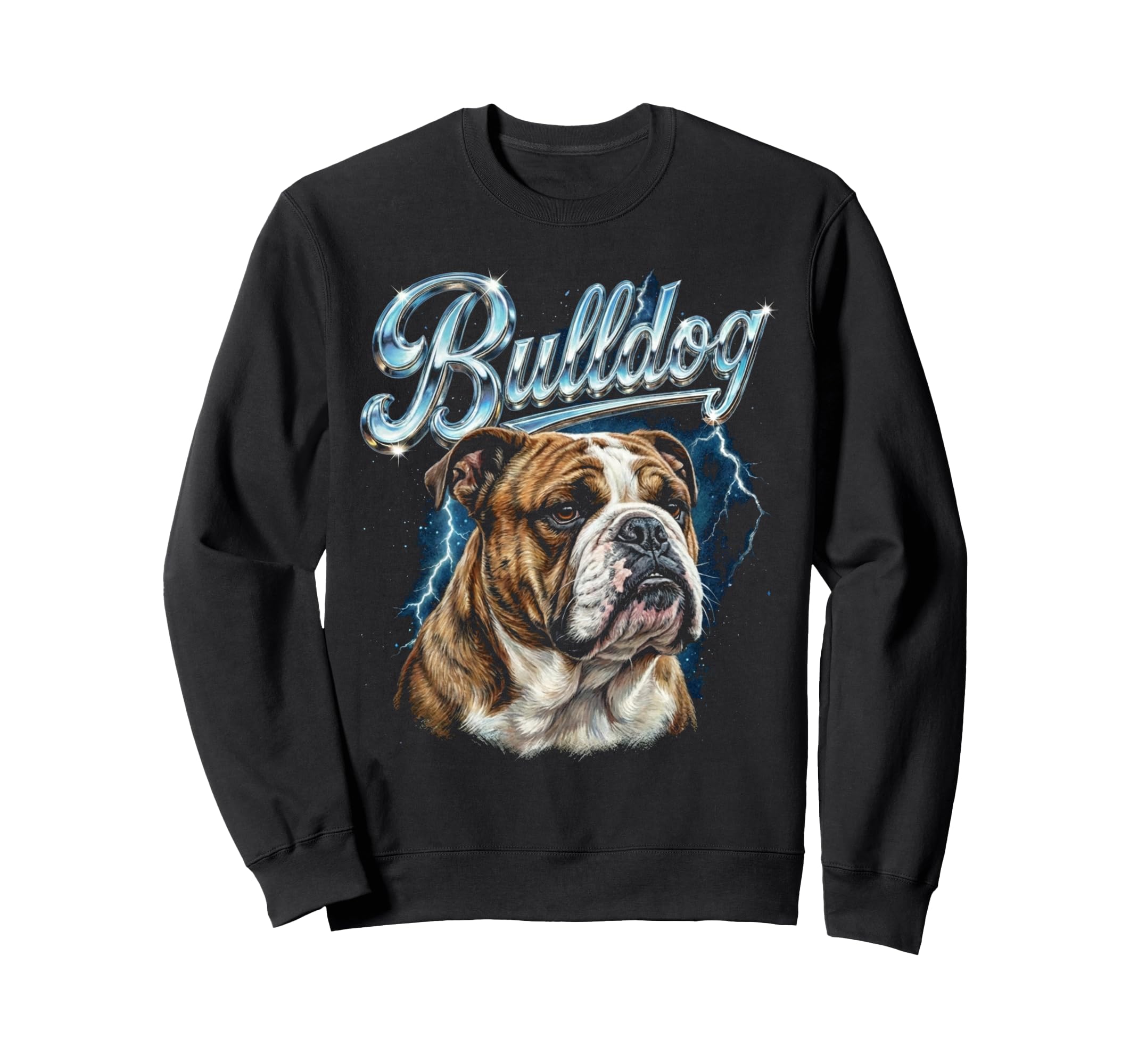 Bulldog 90S Dog Lover 80S Sweatshirt - Fun Novelty Design for Adults - T-Shirt, Sweatshirt, Hoodie