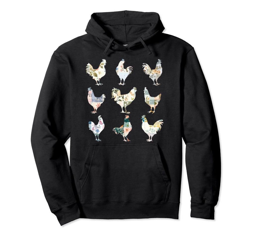 Womens Chicken Hen Boho Farmhouse Hoodie - Unique Graphic for Adults - T-Shirt, Sweatshirt, Hoodie