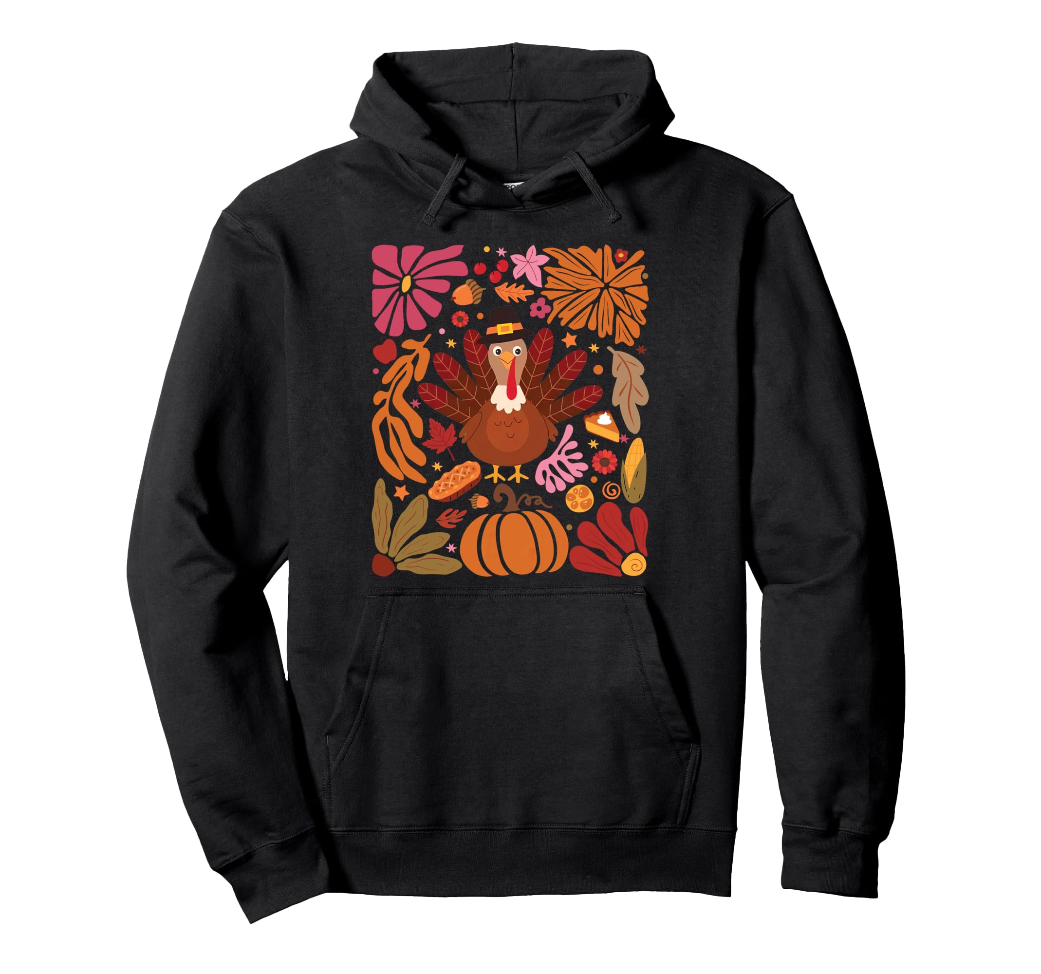 Boho Floral Turkey Colorful Thanksgiving Hoodie - Aesthetic Graphic Unisex - T-Shirt, Sweatshirt, Hoodie