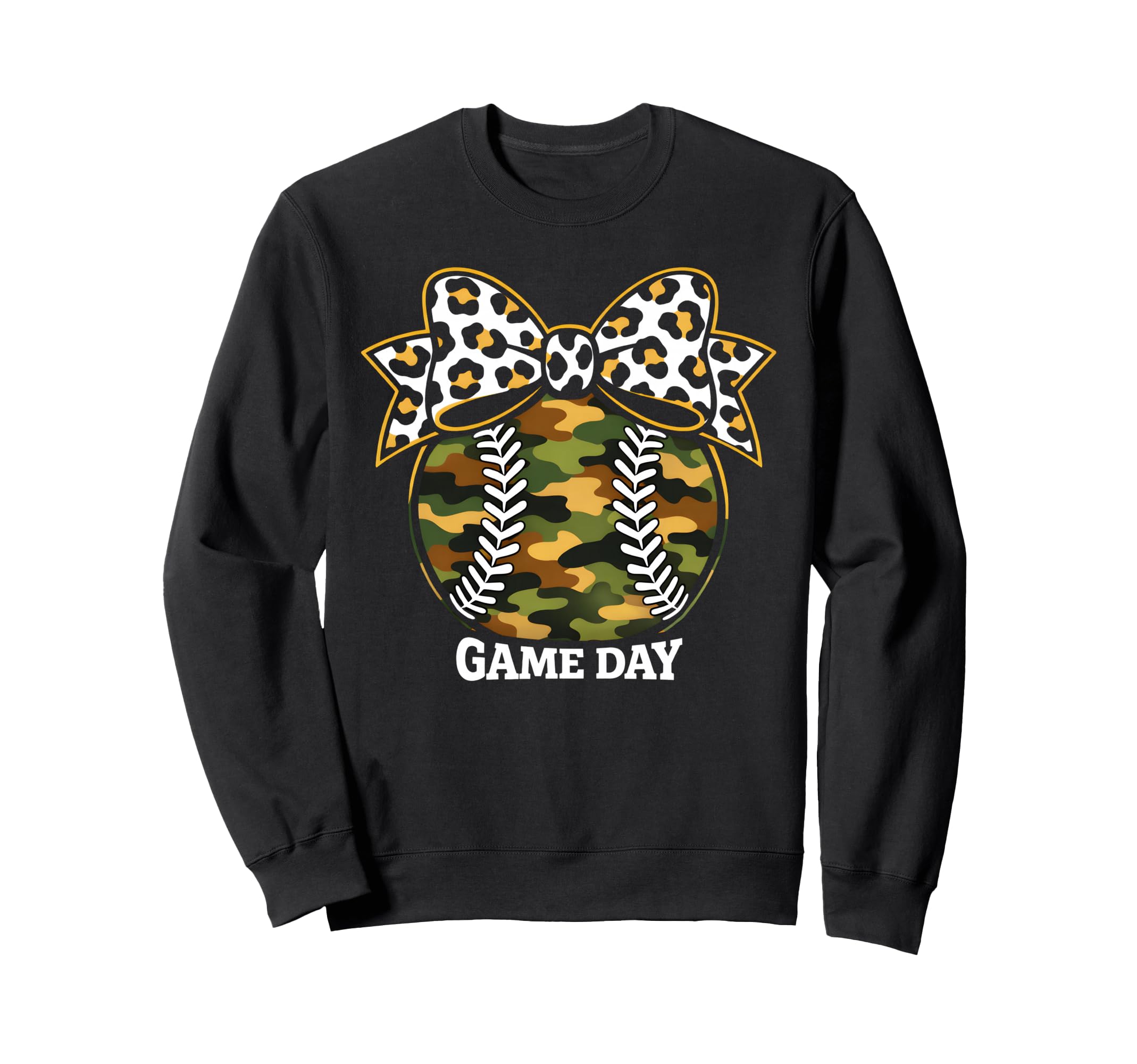 Camouflage Baseball Coquette Bow Sweatshirt - Graphic Print for Adults - T-Shirt, Sweatshirt, Hoodie