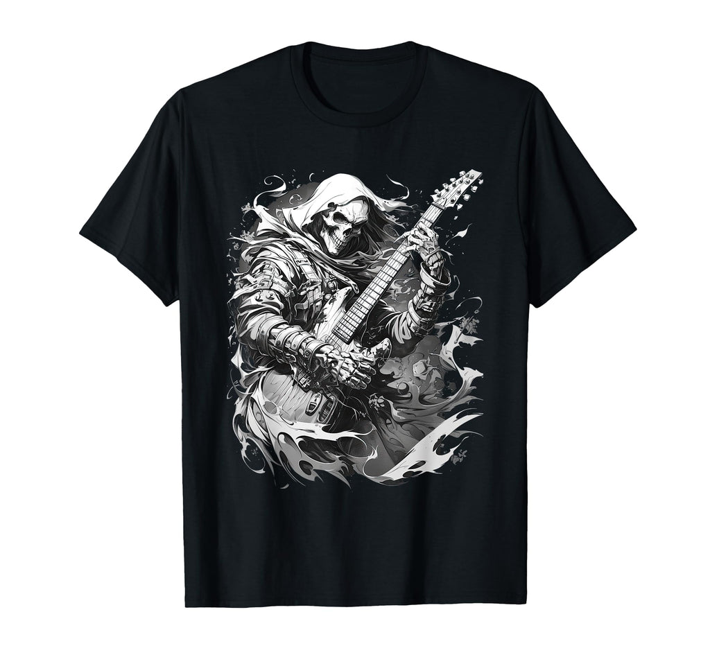 Skeleton Playing Guitar Rock Star Shredding T-Shirt - Graphic Print Unisex - T-Shirt, Sweatshirt, Hoodie