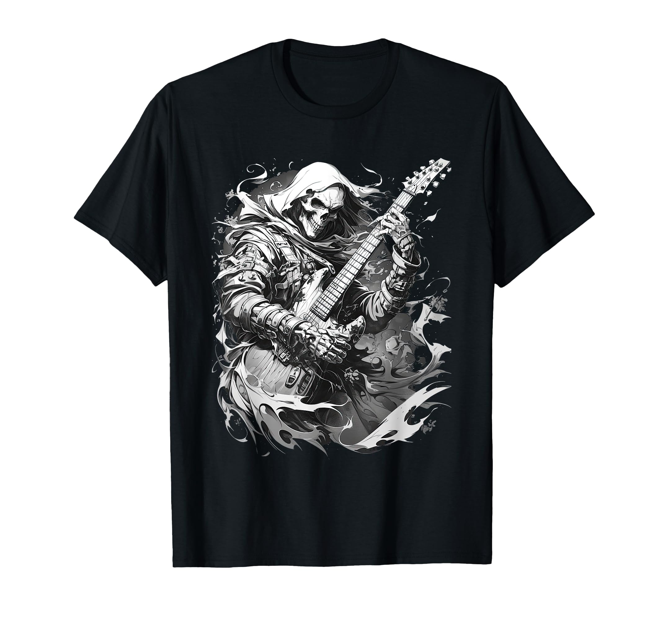 Skeleton Playing Guitar Rock Star Shredding T-Shirt - Graphic Print Unisex - T-Shirt, Sweatshirt, Hoodie