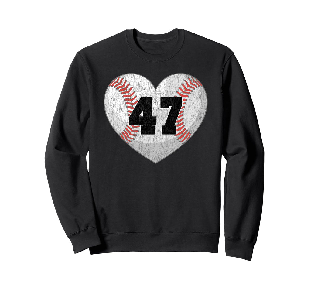 Baseball Number 47 Distressed Sweatshirt - Casual Everyday Wear Unisex - T-Shirt, Sweatshirt, Hoodie