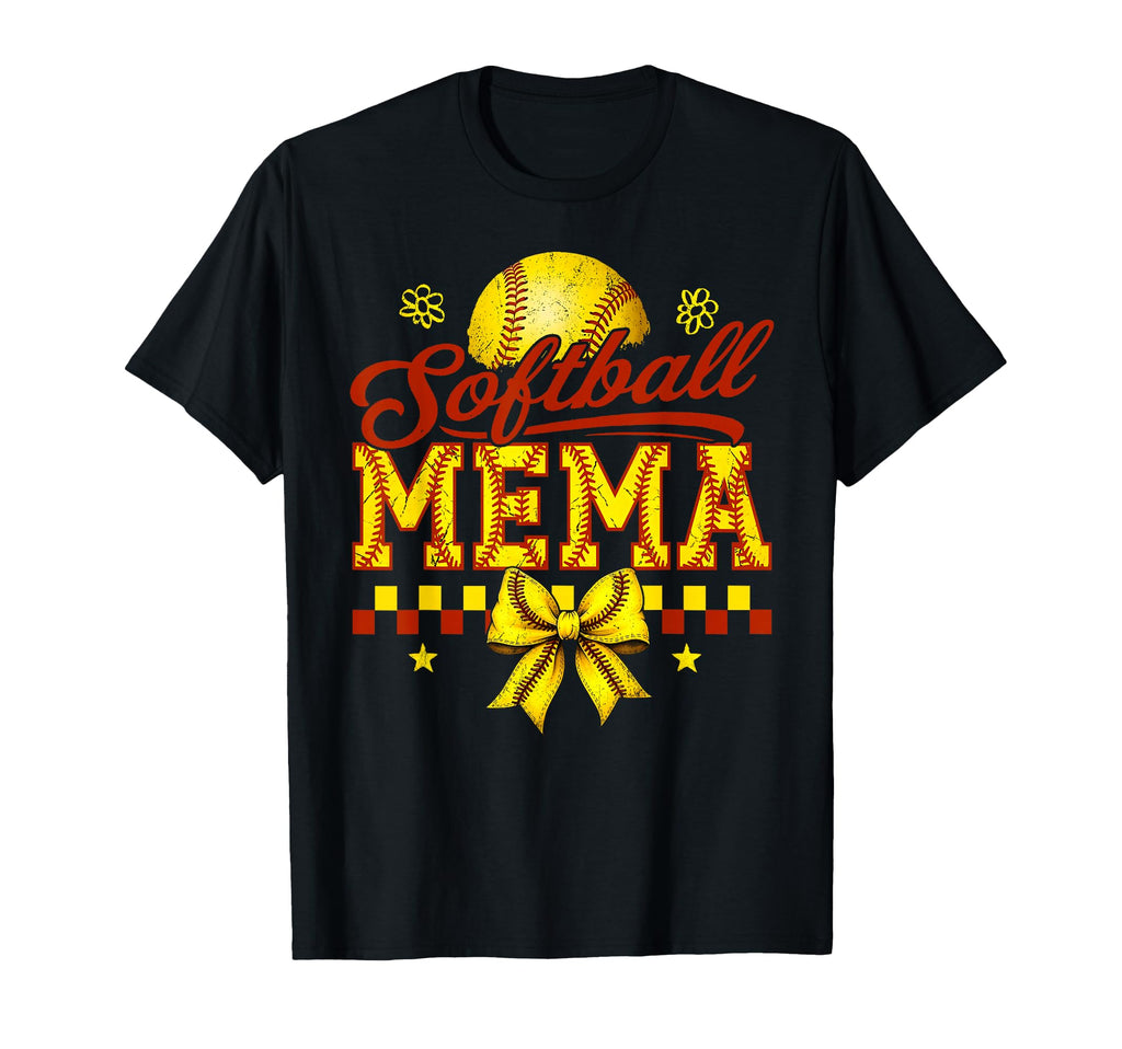 Softball Mema Coquette Bow Mothers Day T-Shirt - Streetwear Style Unisex - T-Shirt, Sweatshirt, Hoodie