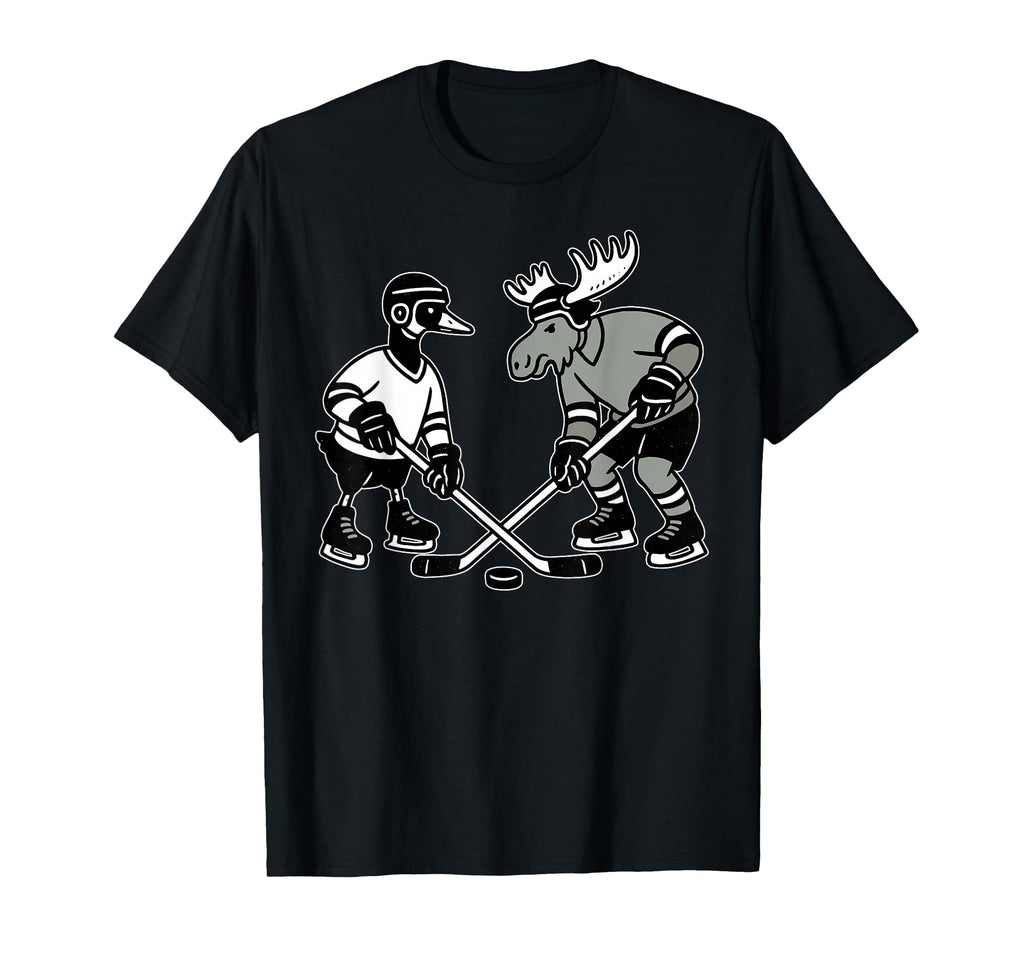 Goose Moose Playing Hockey Goalie T-Shirt - Streetwear Style for Adults - T-Shirt, Sweatshirt, Hoodie