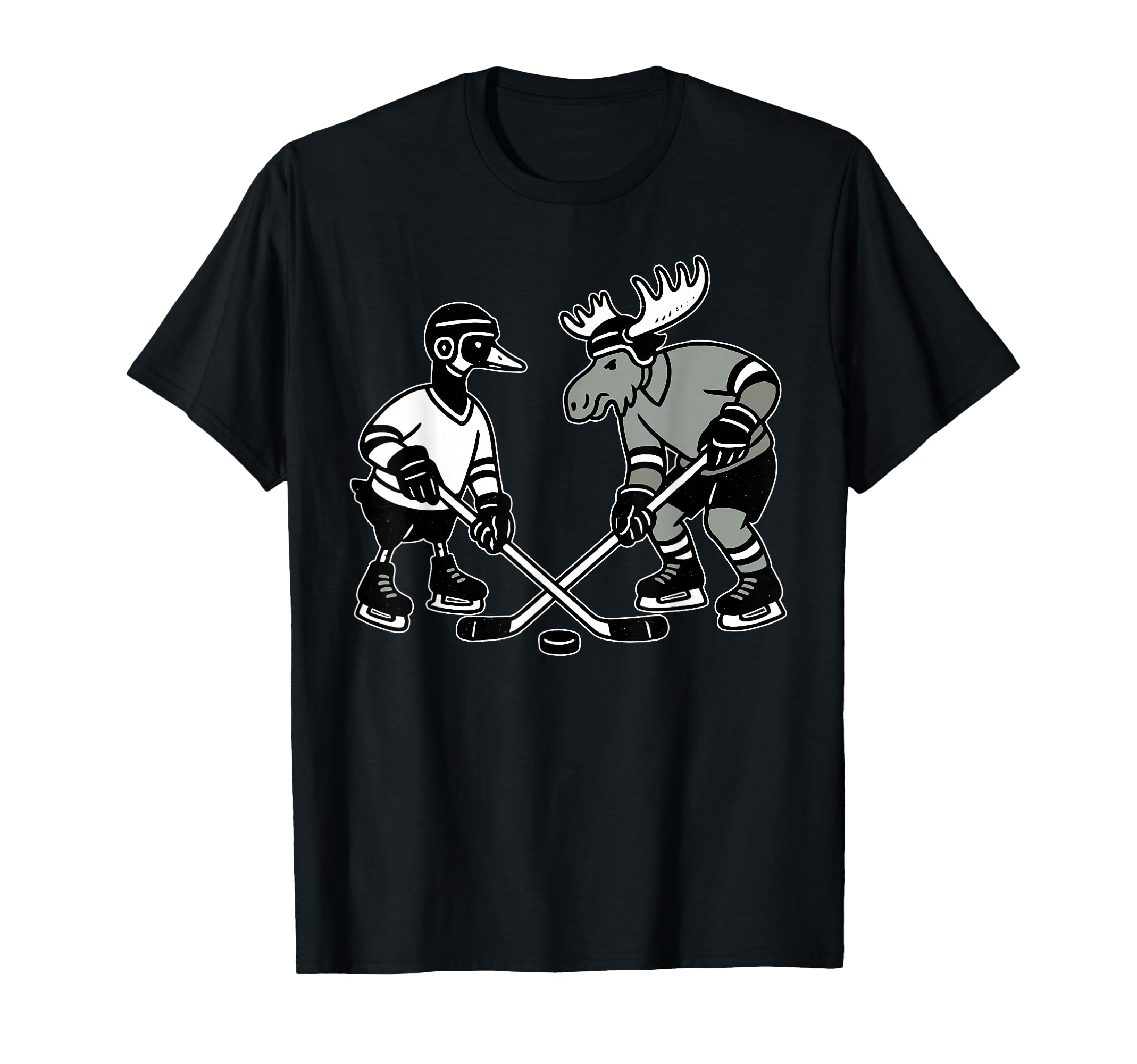 Goose Moose Playing Hockey Goalie T-Shirt - Streetwear Style for Adults - T-Shirt, Sweatshirt, Hoodie