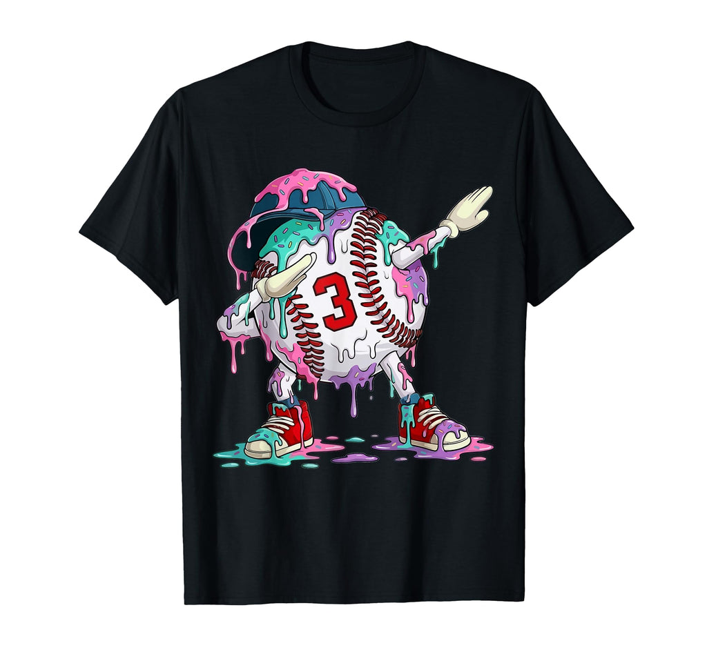 Baseball 3 Year Old Ice Cream Drip T-Shirt - Custom Art Print for Adults - T-Shirt, Sweatshirt, Hoodie
