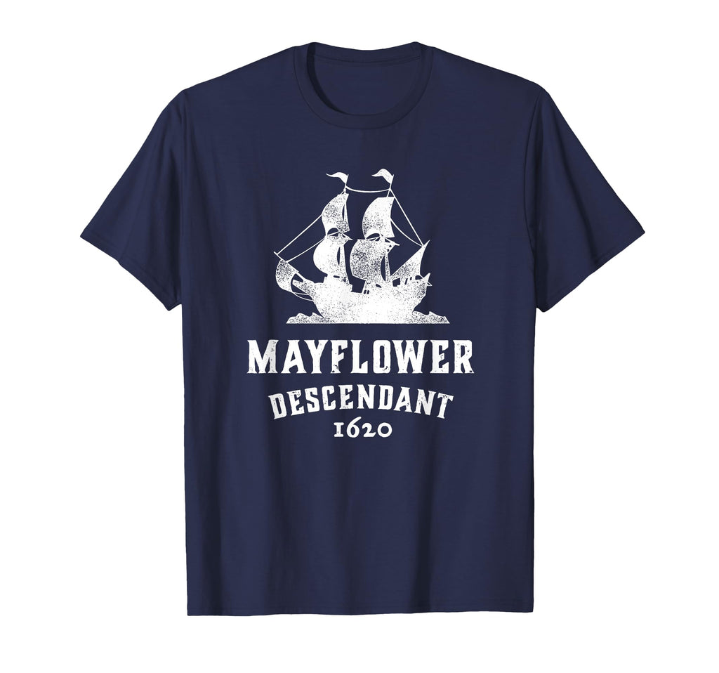 Mayflower Descendant 1620 Distressed T-Shirt - Novelty Apparel Men Women - T-Shirt, Sweatshirt, Hoodie