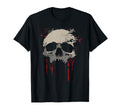 Distressed Grunge Gray Skull Red Streaks T-Shirt - Trendy Graphic Unisex - T-Shirt, Sweatshirt, Hoodie