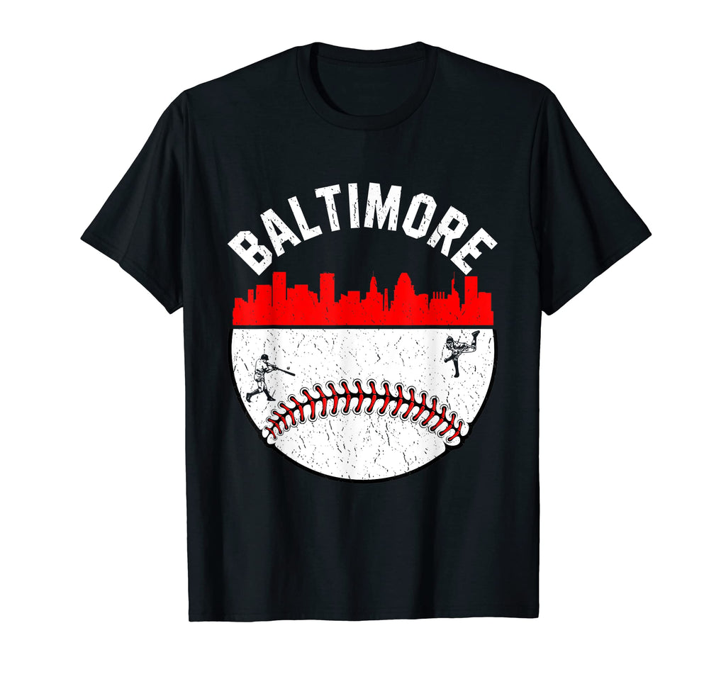 Baltimore Cityscape Baseball T-Shirt - Streetwear Style for Adults - T-Shirt, Sweatshirt, Hoodie