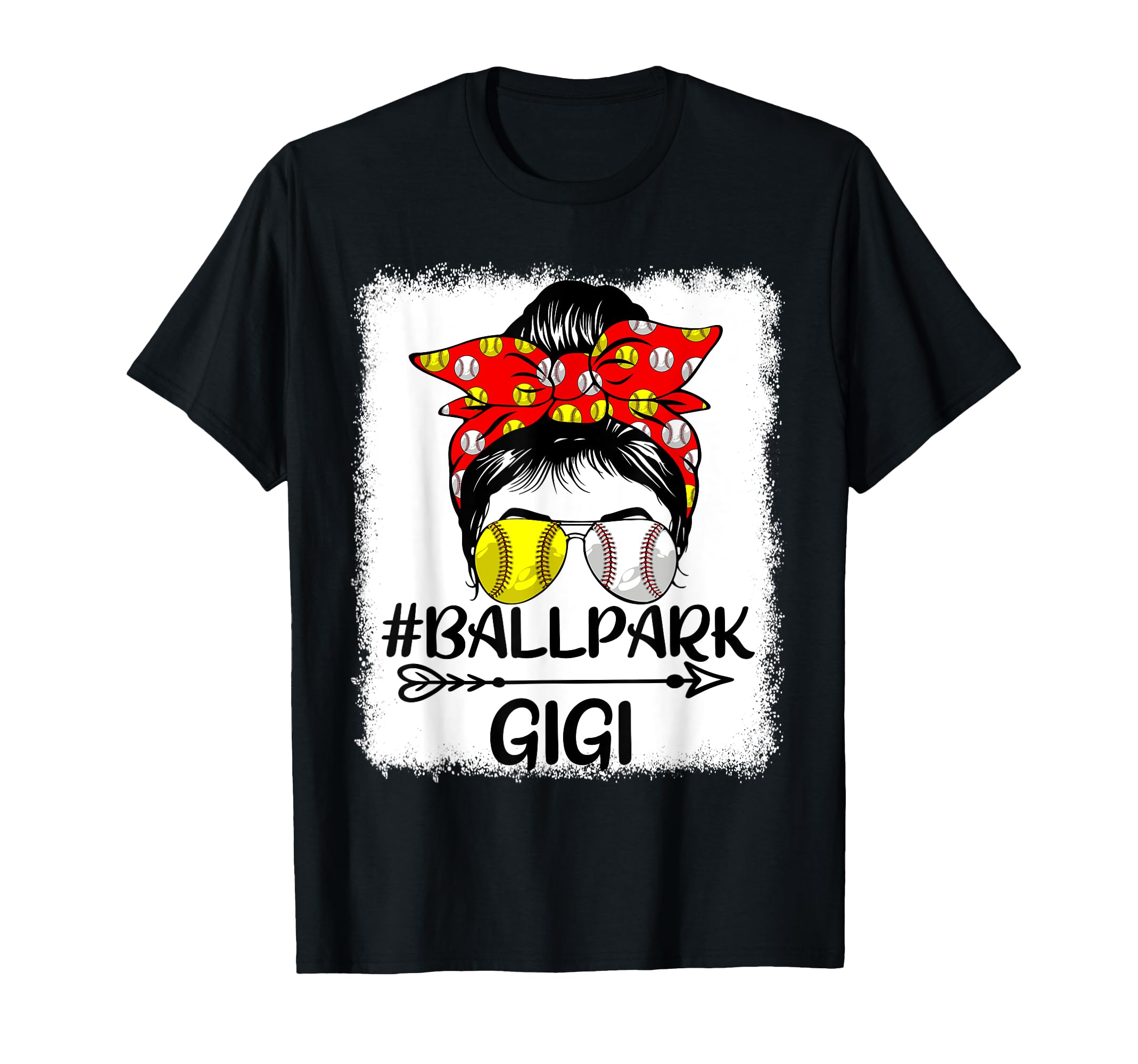 Messy Bun Hair Ballpark Gigi Softball T-Shirt - Unique Graphic for Adults - T-Shirt, Sweatshirt, Hoodie