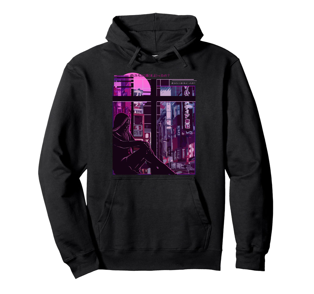 Anime Otaku Vaporwave Aesthetic Sad Hoodie - Minimalist Print for Adults - T-Shirt, Sweatshirt, Hoodie