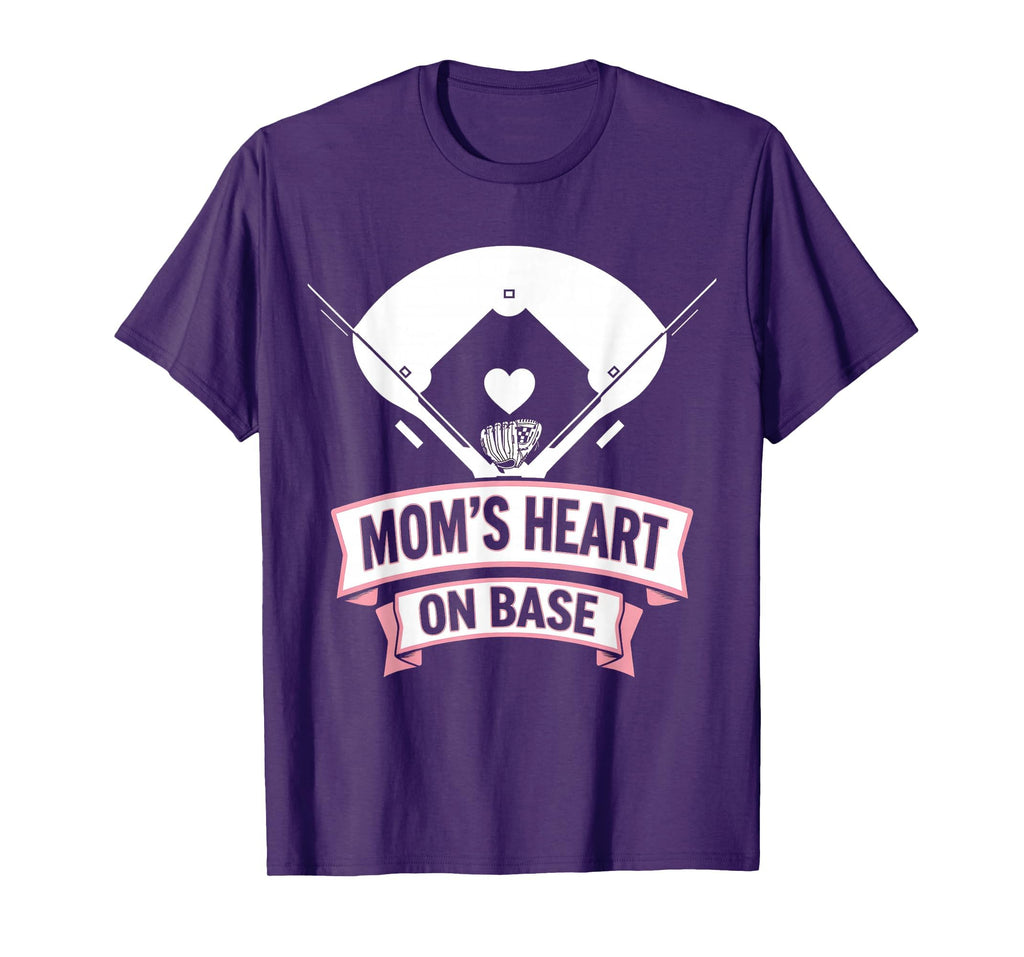 Moms Heart Base Mothers Day Baseball T-Shirt - Novelty Apparel for Adults - T-Shirt, Sweatshirt, Hoodie