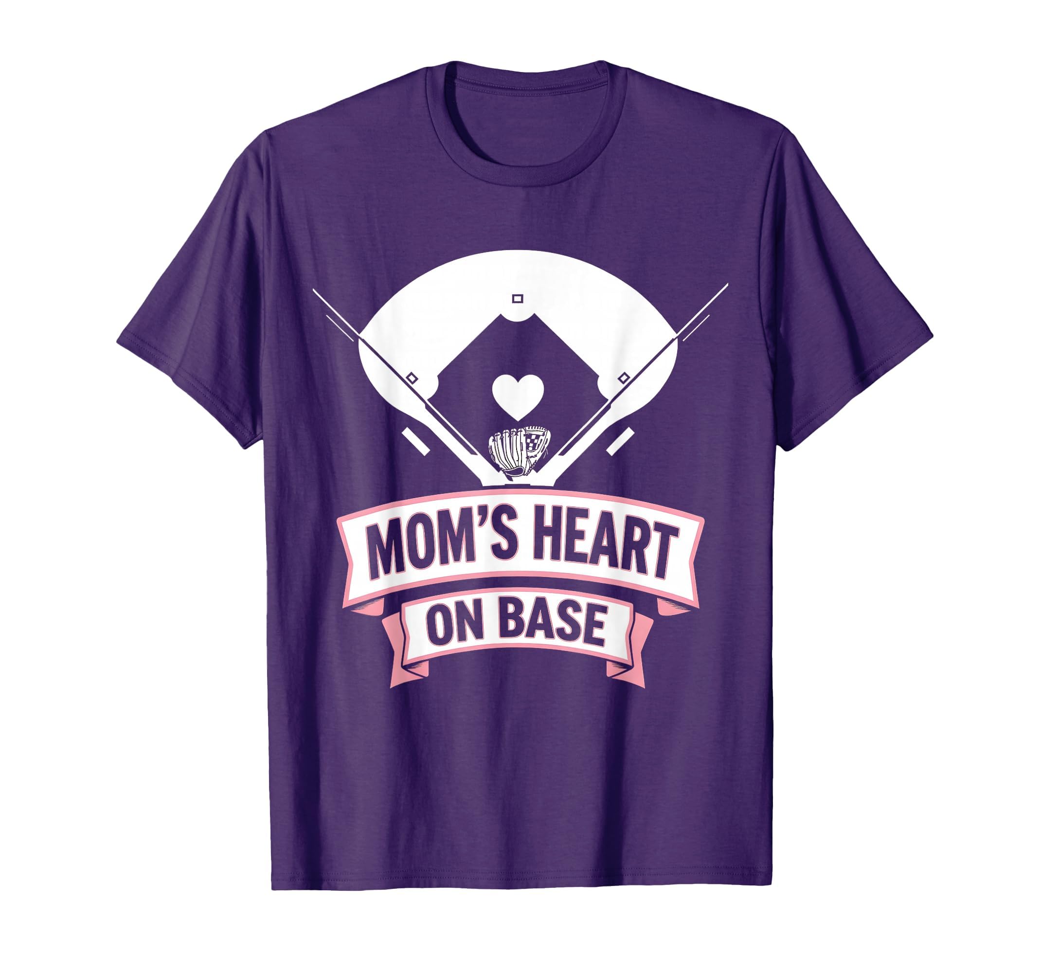 Moms Heart Base Mothers Day Baseball T-Shirt - Novelty Apparel for Adults - T-Shirt, Sweatshirt, Hoodie