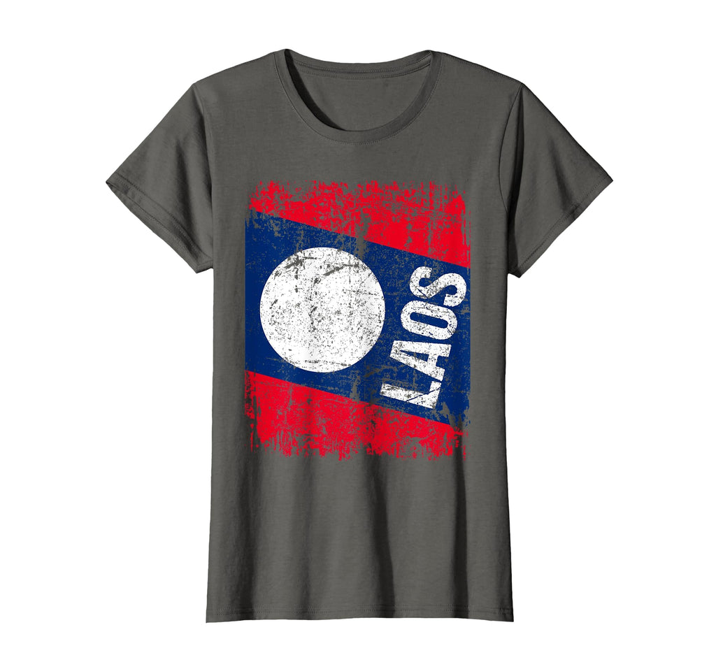 Laos Flag Distressed Laos T-Shirt - Casual Everyday Wear Men Women - T-Shirt, Sweatshirt, Hoodie