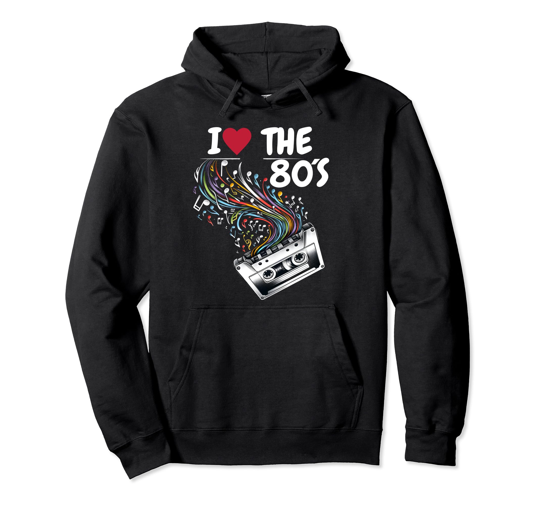 80S Music Notes Cassette Tape Music 1980S Hoodie - Unique Graphic Unisex - T-Shirt, Sweatshirt, Hoodie