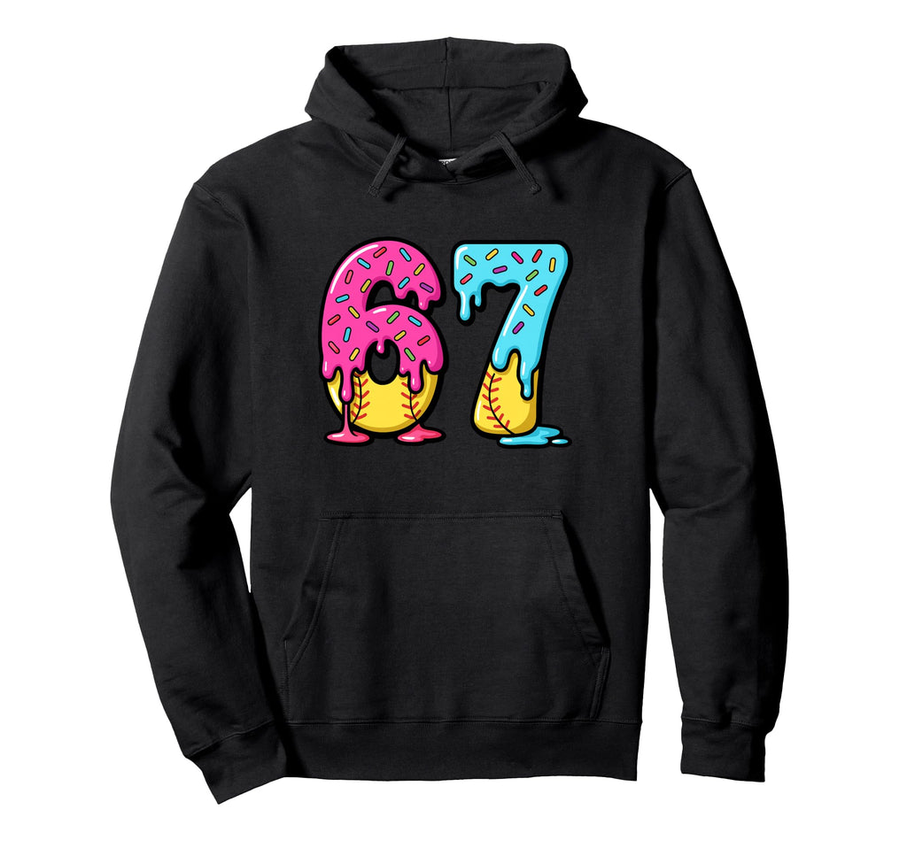 67 Ice Cream Drip Softball Gen Hoodie - Fun Novelty Design for Adults - T-Shirt, Sweatshirt, Hoodie