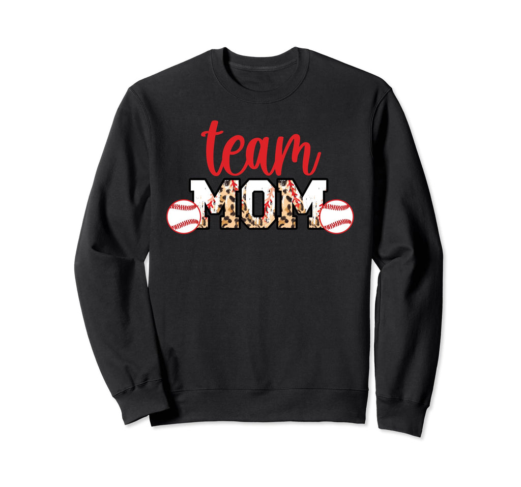 Team Mom Leopard Baseball Team Mom Sweatshirt - Novelty Apparel for Adults - T-Shirt, Sweatshirt, Hoodie