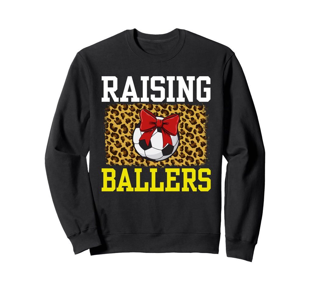 Raising Ballers Soccer Red Bow Ball Sweatshirt - Unique Graphic Men Women - T-Shirt, Sweatshirt, Hoodie