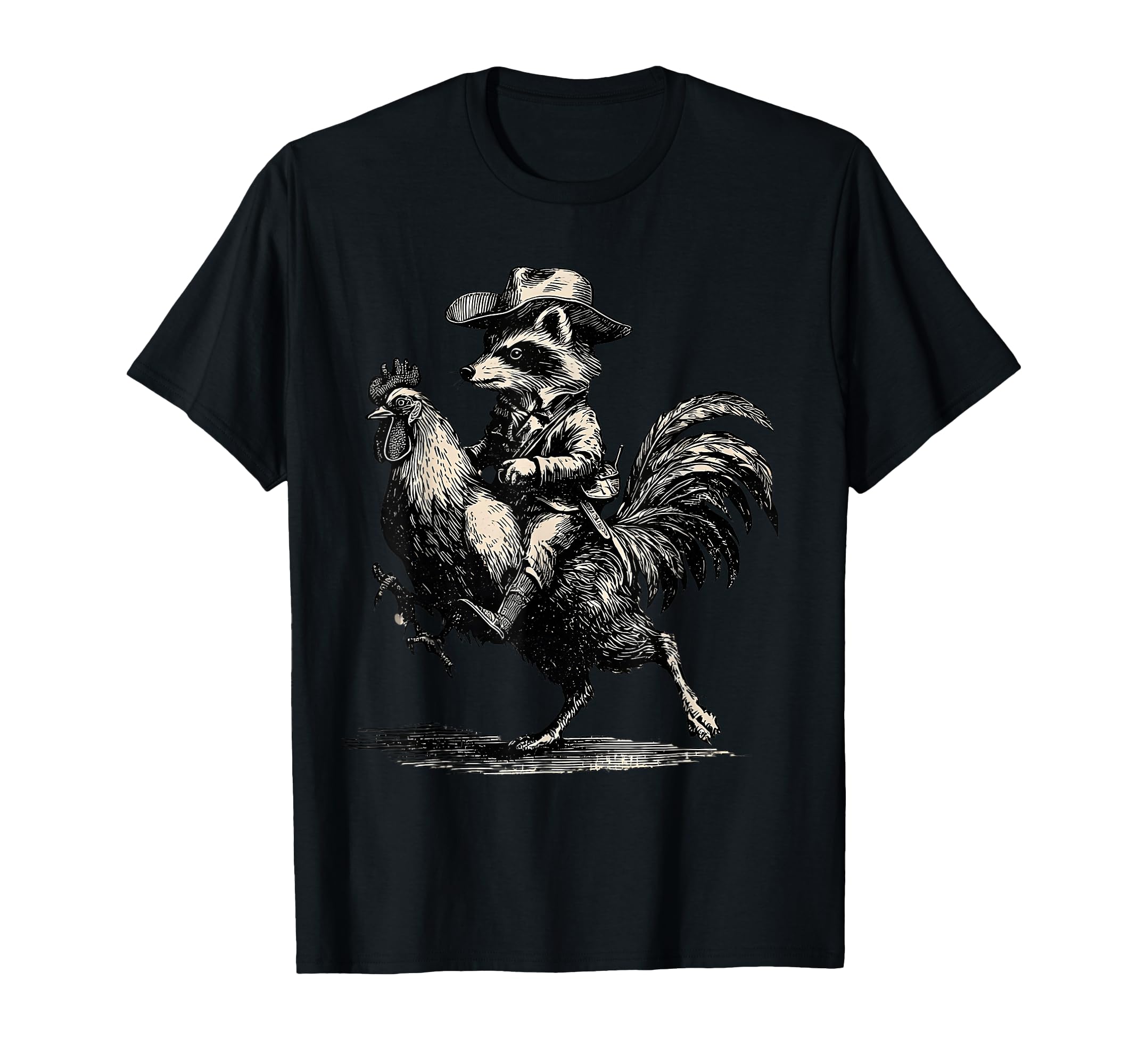 Country Cowboy Raccoon Trash Panda T-Shirt - Minimalist Print for Adults - T-Shirt, Sweatshirt, Hoodie