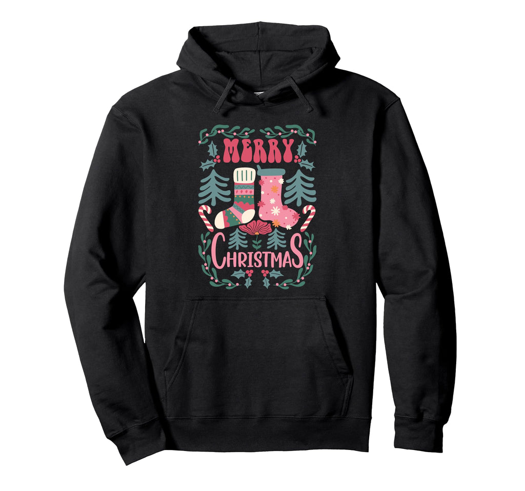 Boho Stockings Holiday Candy Canes Hoodie - Unique Graphic Men Women - T-Shirt, Sweatshirt, Hoodie