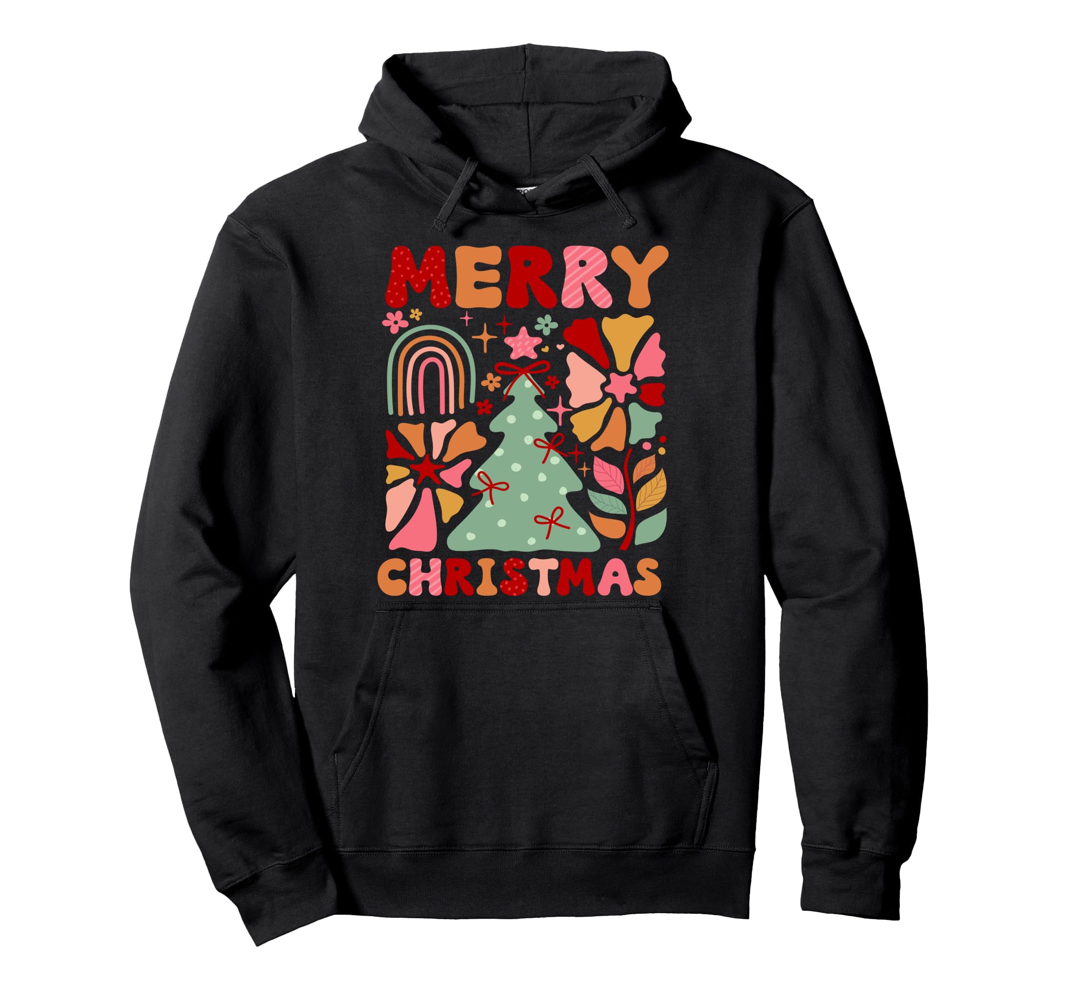 Merry Boho Rainbow Hippie Groovy Hoodie - Fun Novelty Design Unisex - T-Shirt, Sweatshirt, Hoodie
