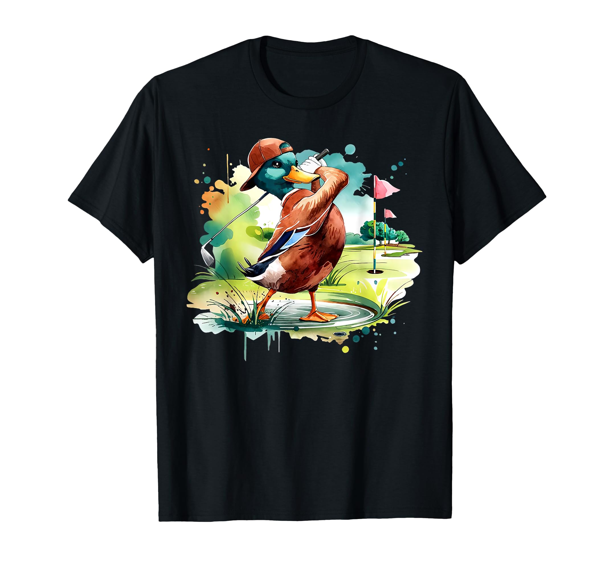 Color Mallard Duck Playing Golf T-Shirt - Casual Everyday Wear Men Women - T-Shirt, Sweatshirt, Hoodie