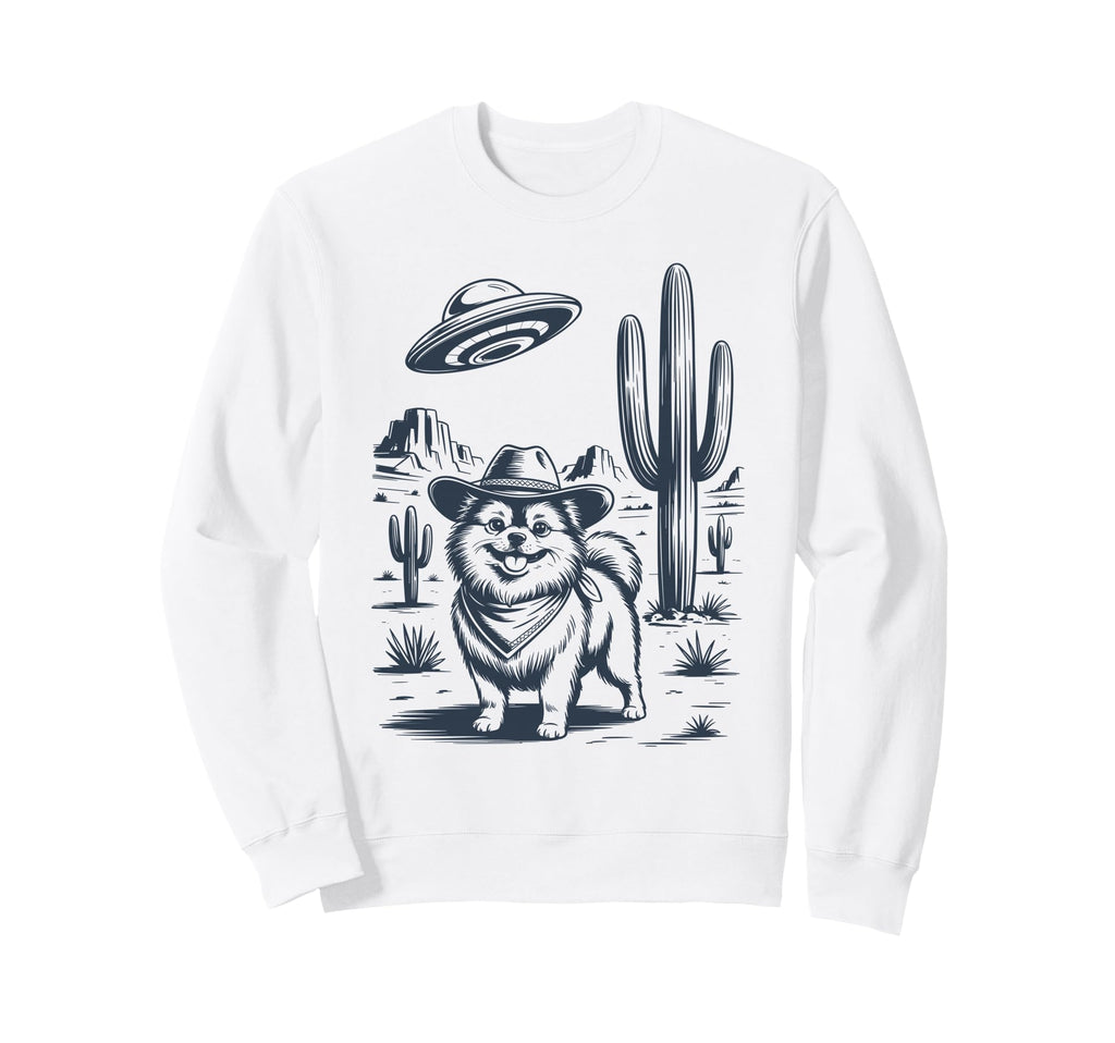 Cowboy Pomeranian Ufo Funny Sweatshirt - Streetwear Style Men Women - T-Shirt, Sweatshirt, Hoodie