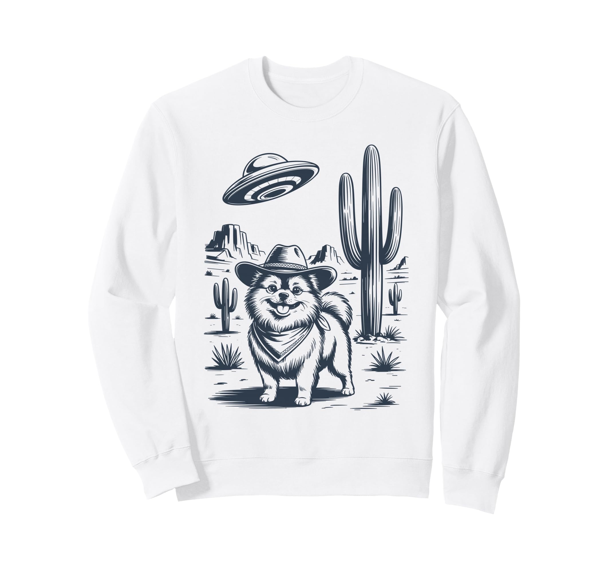 Cowboy Pomeranian Ufo Funny Sweatshirt - Streetwear Style Men Women - T-Shirt, Sweatshirt, Hoodie